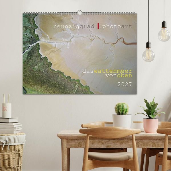 Produktbild: neunziggrad I photoart: das wattenmeer von oben (Wandkalender 2027 DIN A2 quer), CALVENDO Monatskalender