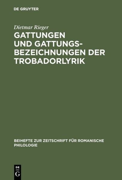 Produktbild: Gattungen und Gattungsbezeichnungen der Trobadorlyrik