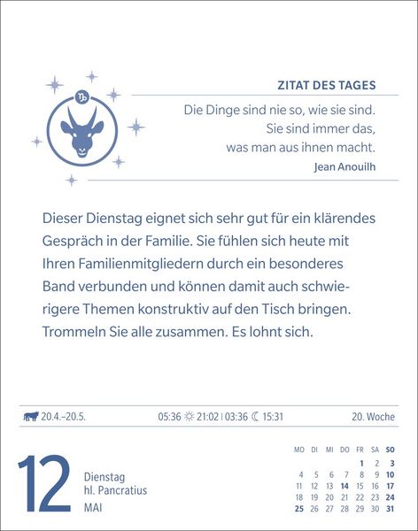 Produktbild: Steinbock Sternzeichenkalender 2026 - Tagesabrei&szlig;kalender - Ihr Horoskop f&uuml;r jeden Tag