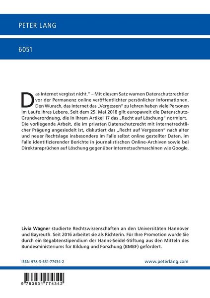 Produktbild: Ein Recht auf Vergessen im Internet