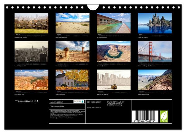 Produktbild: Traumreisen USA (Wandkalender 2026 DIN A4 quer), CALVENDO Monatskalender