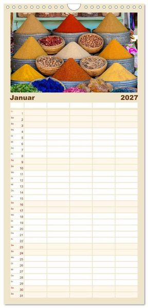 Produktbild: Familienplaner 2027 - M&auml;rchenhaftes Marokko mit 5 Spalten (Wandkalender, 21 x 45 cm) CALVENDO