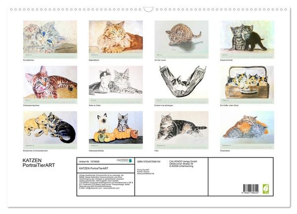 Produktbild: KATZEN PortraiTierART (Wandkalender 2026 DIN A2 quer), CALVENDO Monatskalender