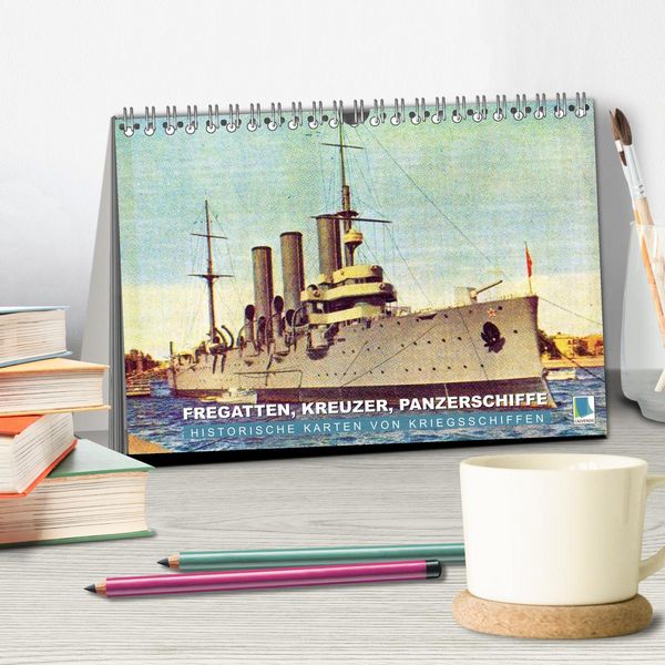 Produktbild: Fregatten, Kreuzer, Panzerschiffe &ndash; historische Karten von Kriegsschiffen (Tischkalender 2026 DIN A5 quer), CALVENDO Monatskalender