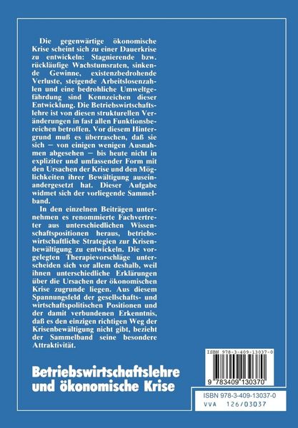 Produktbild: Betriebswirtschaftslehre und &ouml;konomische Krise