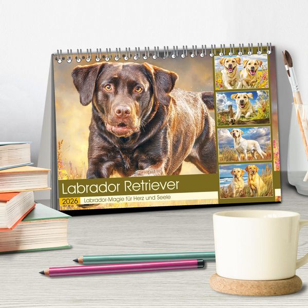 Produktbild: Labrador Retriever. Labrador-Magie f&uuml;r Herz und Seele (Tischkalender 2026 DIN A5 quer), CALVENDO Monatskalender