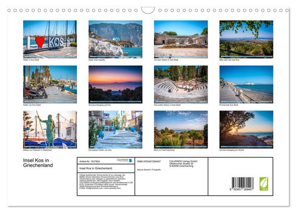 Produktbild: Insel Kos in Griechenland (Wandkalender 2026 DIN A3 quer), CALVENDO Monatskalender