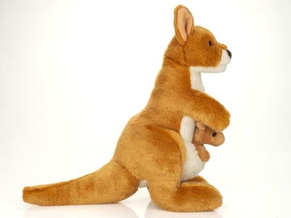 Produktbild: Teddy Hermann 916338 - K&auml;nguru mit Baby, 30 cm, Pl&uuml;schtier