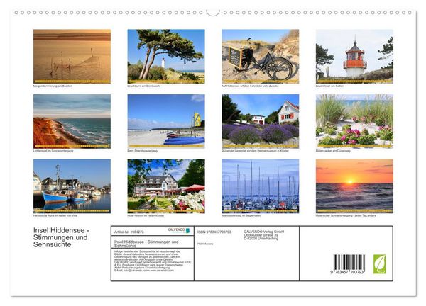 Produktbild: Insel Hiddensee - Stimmungen und Sehns&uuml;chte (hochwertiger Premium Wandkalender 2026 DIN A2 quer), Kunstdruck in Hochglanz