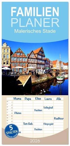 Produktbild: Familienplaner 2026 - Malerisches Stade mit 5 Spalten (Wandkalender, 21 x 45 cm) CALVENDO
