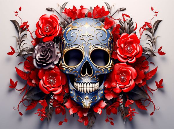 Produktbild: CALVENDO Puzzle Ein Motiv aus dem Kalender Skull Flower - Totenkopf ART | 2000 Teile Lege-Gr&ouml;&szlig;e 90x67cm Foto-Puzzle f&uuml;r gl&uuml;ckliche Stunden