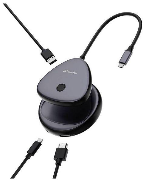 Produktbild: Verbatim WDA-02 "Share My Screen" USB-C&reg; / HDMI Adapter [1x USB-C&reg; - 1x HDMI&reg;] Schwarz, Grau 15 cm
