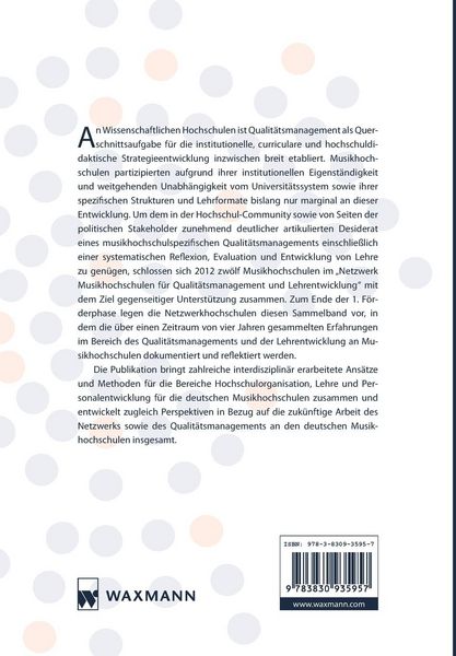 Produktbild: Qualit&auml;tsmanagement und Lehrentwicklung an Musikhochschulen. Quality Management and Teaching Development in German Higher Music Education