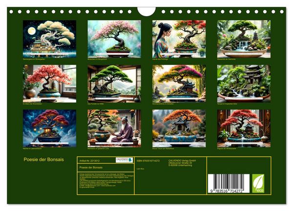 Produktbild: Poesie der Bonsais (Wandkalender 2026 DIN A4 quer), CALVENDO Monatskalender