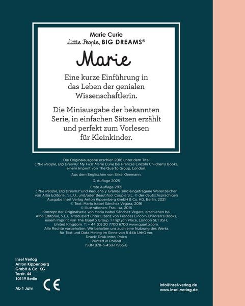Produktbild: Marie Curie &ndash; Little People, BIG DREAMS. Mini