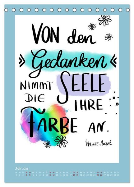 Produktbild: Nachgedacht-Spr&uuml;che und Zitate (Tischkalender 2026 DIN A5 hoch), CALVENDO Monatskalender