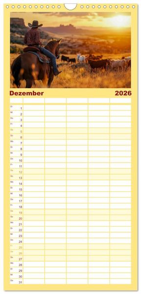 Produktbild: Familienplaner 2026 - Westernwelt mit 5 Spalten (Wandkalender, 21 x 45 cm) CALVENDO