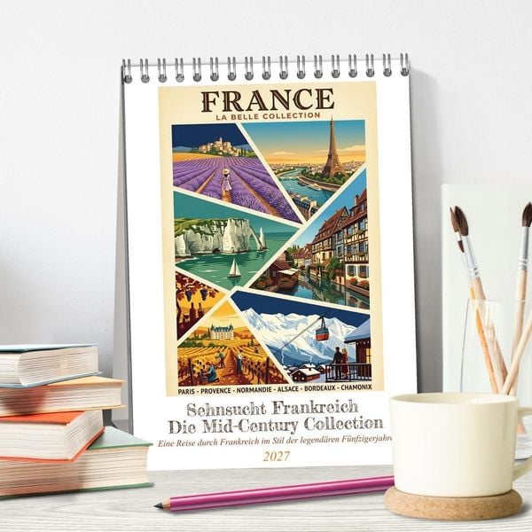Produktbild: Sehnsucht Frankreich - Die Mid-Century Collection (Tischkalender 2027 DIN A5 hoch), CALVENDO Monatskalender