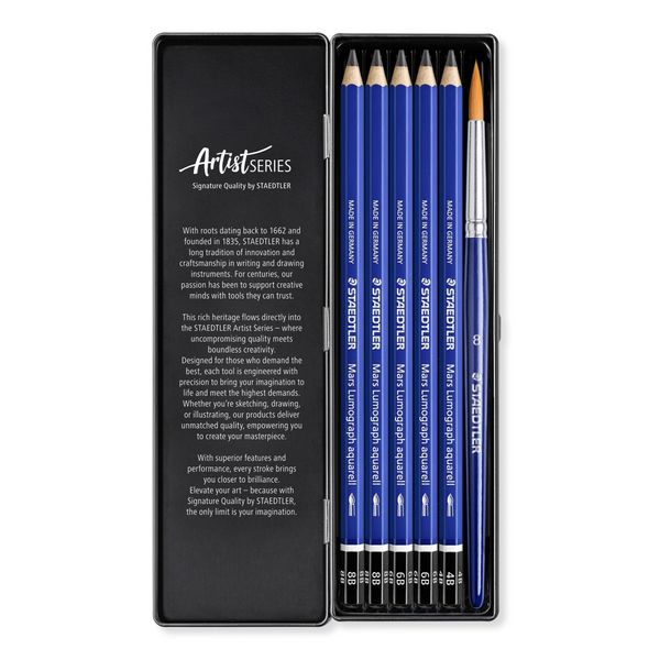 Produktbild: STAEDTLER Bleistifte Lumograph Aquarell Bleistifte, 6er Set, 5 Bleistifte + 1 Pinsel