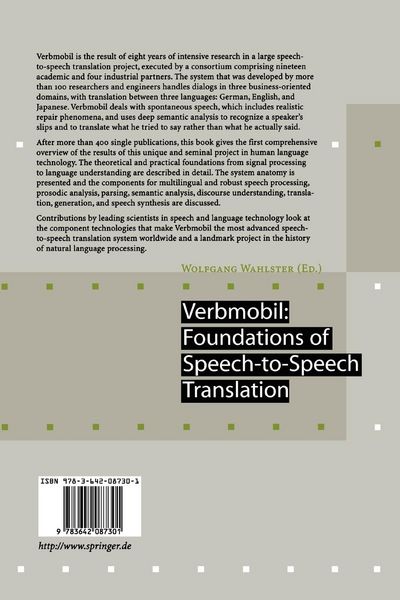 Produktbild: Verbmobil: Foundations of Speech-to-Speech Translation