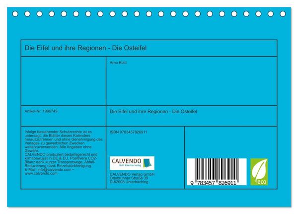 Produktbild: Die Eifel und ihre Regionen - Die Osteifel (Tischkalender 2026 DIN A5 quer), CALVENDO Monatskalender