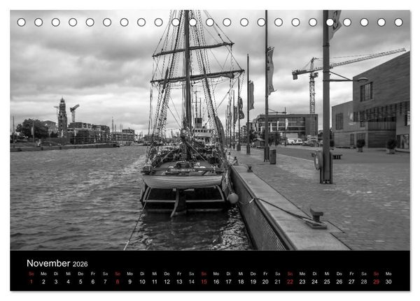 Produktbild: Bremerhaven - Blickpunkte Schwarzwei&szlig; (Tischkalender 2026 DIN A5 quer), CALVENDO Monatskalender