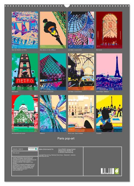 Produktbild: Paris pop-art (Wandkalender 2026 DIN A2 hoch), CALVENDO Monatskalender