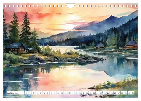 Produktbild: Aquarelltr&auml;ume am See (Wandkalender 2026 DIN A4 quer), CALVENDO Monatskalender