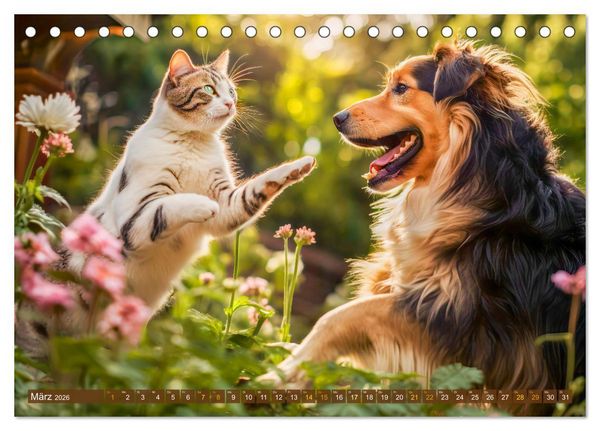 Produktbild: Bauernhof-Freunde - Hunde und ihre tierischen Freundschaften (Tischkalender 2026 DIN A5 quer), CALVENDO Monatskalender