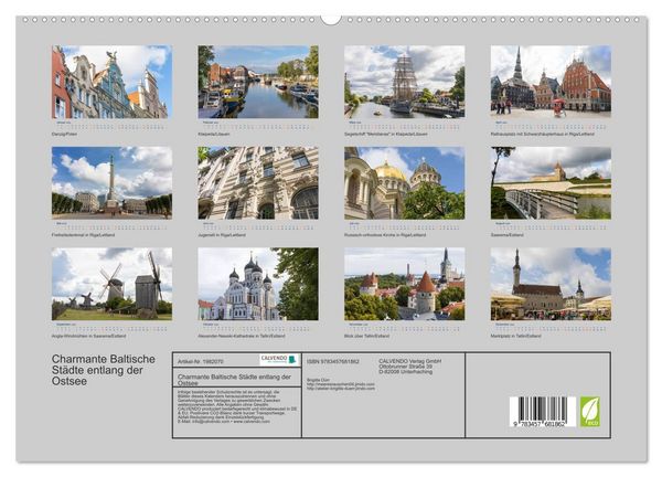 Produktbild: Charmante Baltische St&auml;dte entlang der Ostsee (hochwertiger Premium Wandkalender 2026 DIN A2 quer), Kunstdruck in Hochglanz