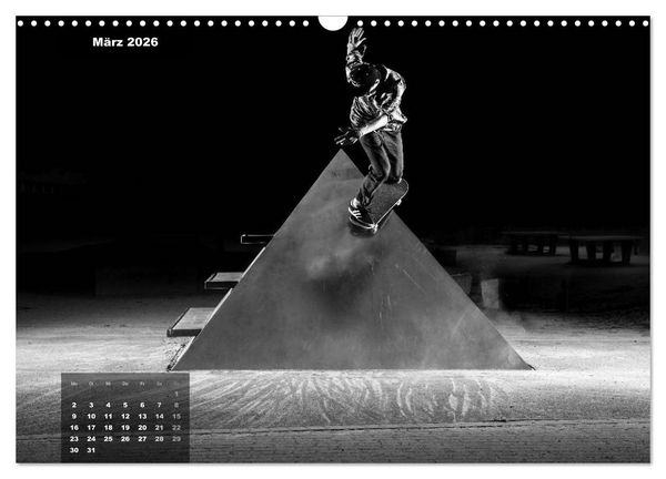 Produktbild: Skateboarden in Schwarz-Wei&szlig; (Wandkalender 2026 DIN A3 quer), CALVENDO Monatskalender