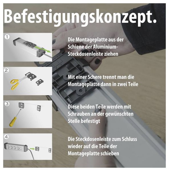 Produktbild: Brennenstuhl 1391030601 Steckdosenleiste mit Schalter Silber-Schwarz Schutzkontakt 1 St.