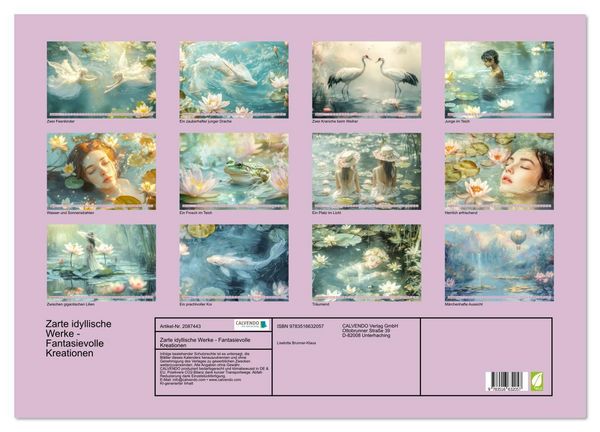 Produktbild: Zarte idyllische Werke - Fantasievolle Kreationen (Wandkalender 2026 DIN A2 quer), CALVENDO Monatskalender