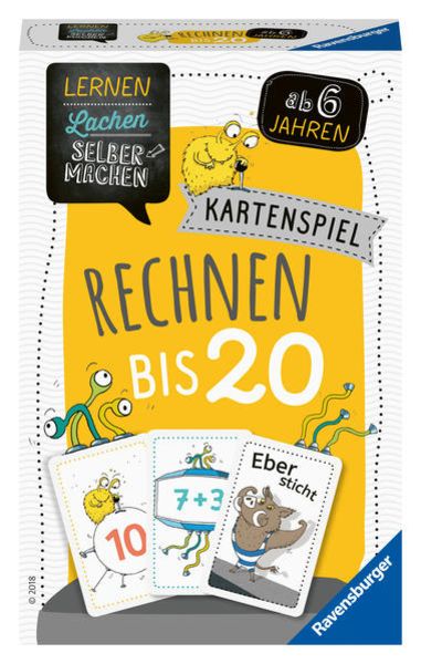 Ravensburger 80349 - Rechnen bis 20, Kartenspiel, Lernen Lachen Selbermachen, Lernspiel