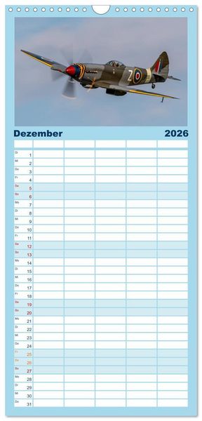 Produktbild: Familienplaner 2026 - Fliegende Legenden - Warbirds mit 5 Spalten (Wandkalender, 21 x 45 cm) CALVENDO