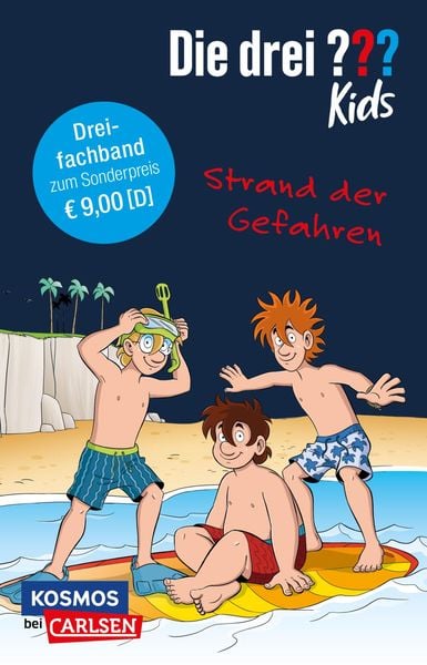 Produktbild: Die drei ??? Kids: Strand der Gefahren. Dreifachband. (Enth&auml;lt die B&auml;nde: Achtung, Strandr&auml;uber!, Insel der Haie, Surfstrand in Gefahr)