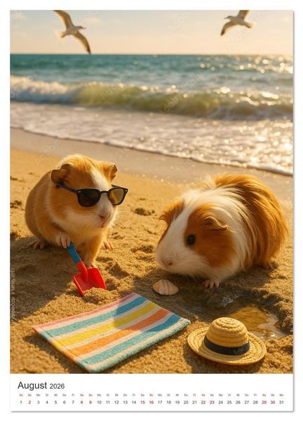 Produktbild: Cozy Moments - Meerschweinchen Kalender (hochwertiger Premium Wandkalender 2026 DIN A2 hoch), Kunstdruck in Hochglanz