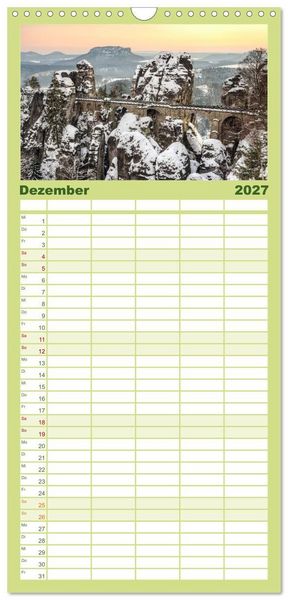 Produktbild: Familienplaner 2027 - Wundersch&ouml;nes Elbsandsteingebirge mit 5 Spalten (Wandkalender, 21 x 45 cm) CALVENDO