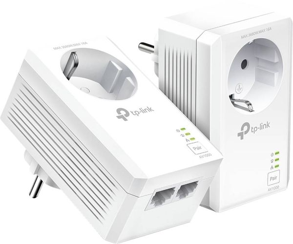 TP-LINK AV1000 2-Port GB Powerline Starter Kit Powerline Einzeladapter Duo Set TL-PA7027P KIT 1000 MBit/s