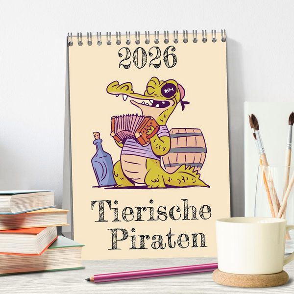 Produktbild: Tierische Piraten (Tischkalender 2026 DIN A5 hoch), CALVENDO Monatskalender