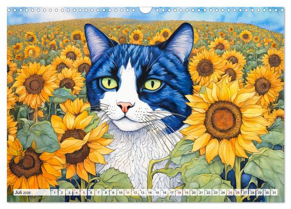 Produktbild: Katzenzauber - Katzenkalender mit stimmungsvollen Bildern (Wandkalender 2026 DIN A3 quer), CALVENDO Monatskalender