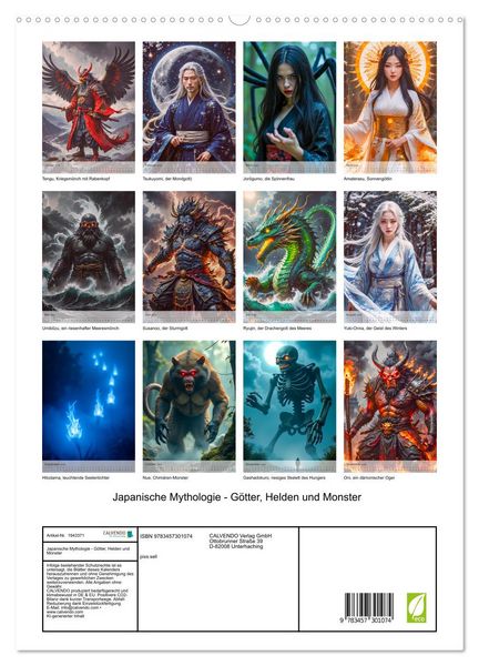 Produktbild: Japanische Mythologie - G&ouml;tter, Helden und Monster (hochwertiger Premium Wandkalender 2026 DIN A2 hoch), Kunstdruck in Hochglanz
