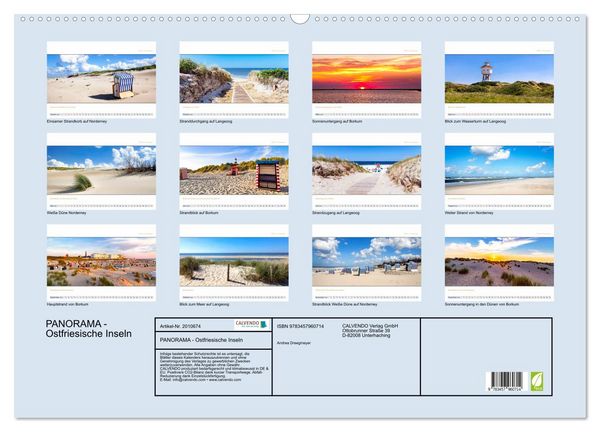 Produktbild: PANORAMA - Ostfriesische Inseln (Wandkalender 2026 DIN A2 quer), CALVENDO Monatskalender