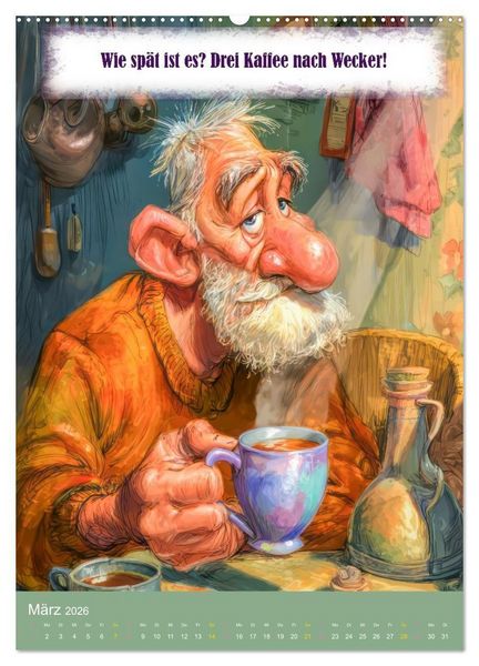 Produktbild: Kaffeezeit - Humor und Spr&uuml;che (Wandkalender 2026 DIN A2 hoch), CALVENDO Monatskalender