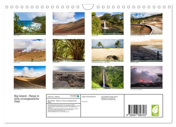 Produktbild: Big Island - Reise in eine unvergessliche Welt (Wandkalender 2026 DIN A4 quer), CALVENDO Monatskalender