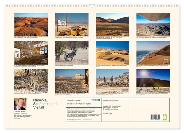 Produktbild: Namibia, Sch&ouml;nheit und Vielfalt (Wandkalender 2026 DIN A2 quer), CALVENDO Monatskalender