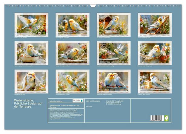Produktbild: Wellensittiche. Fr&ouml;hliche Seelen auf der Terrasse (Wandkalender 2027 DIN A2 quer), CALVENDO Monatskalender