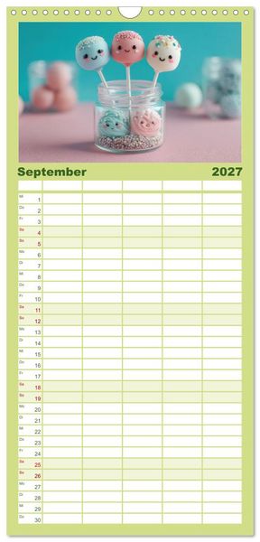 Produktbild: Familienplaner 2027 - Kawaii-Gl&uuml;cksmomente mit 5 Spalten (Wandkalender, 21 x 45 cm) CALVENDO