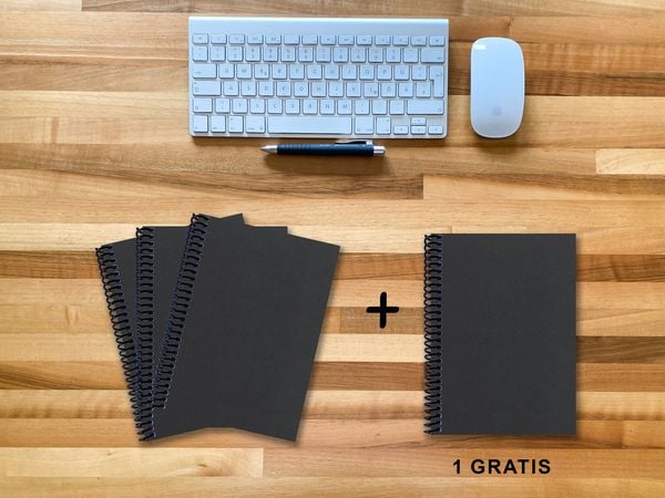Produktbild: A 5 Notizbuch - Set, 3+1 gratis, Luxury 80 Seiten SCHWARZ ONYX GLITTER-OPTIK, blanko