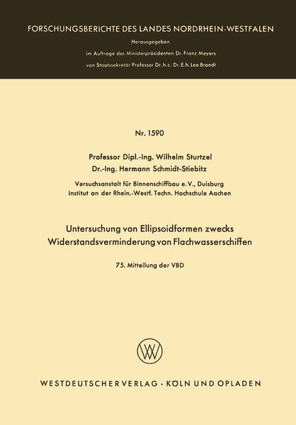 Produktbild: Untersuchung von Ellipsoidformen zwecks Widerstandsverminderung von Flachwasserschiffen